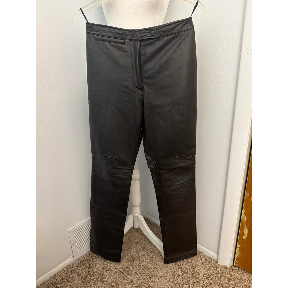 Wilsons Leather Maxima Black Genuine Leather Straight Leg Pants Size 10
